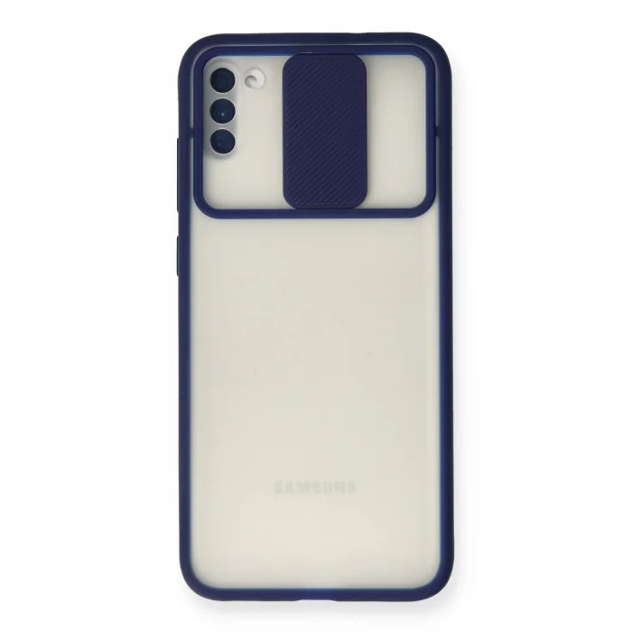 BUĞZ Samsung Galaxy A11 Kılıf Palm Buzlu Kamera Sürgülü Silikon - Lacivert