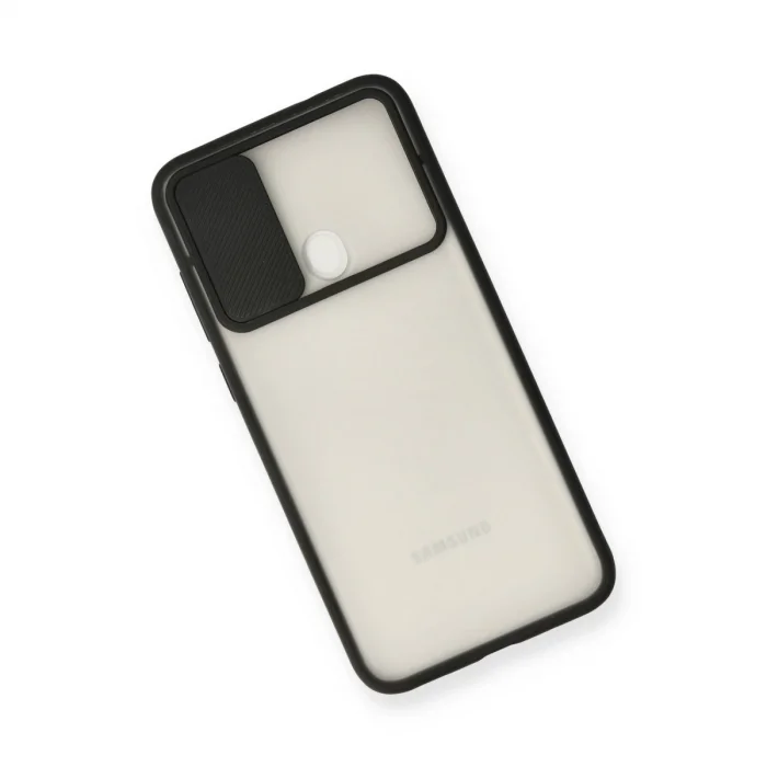 BUĞZ Samsung Galaxy A11 Kılıf Palm Buzlu Kamera Sürgülü Silikon - Siyah