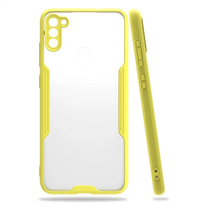 BUĞZ Samsung Galaxy A11 Kılıf Platin Silikon - Sarı