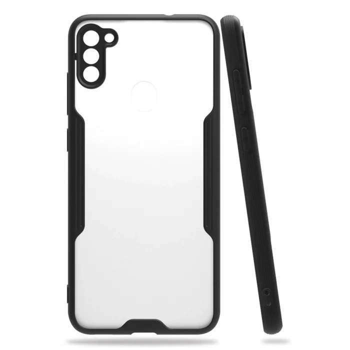 BUĞZ Samsung Galaxy A11 Kılıf Platin Silikon - Siyah