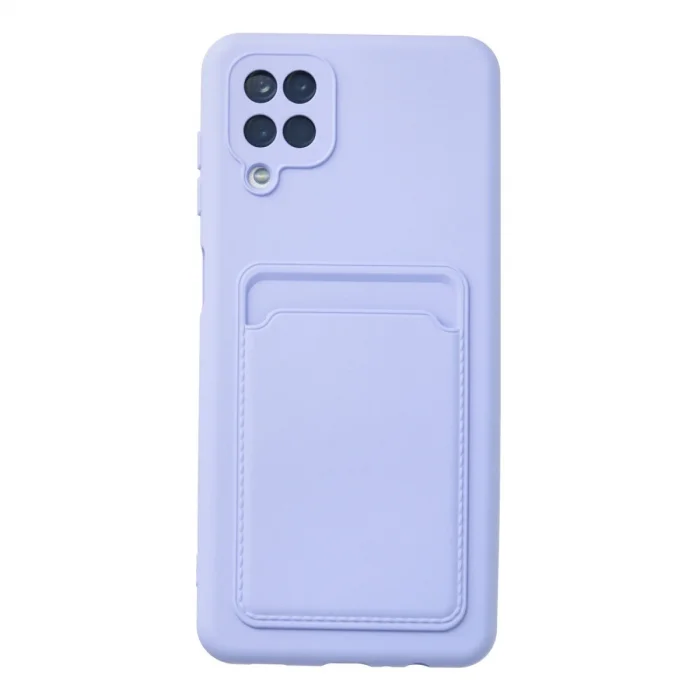 BUĞZ Samsung Galaxy A12 Kılıf Kelvin Kartvizitli Silikon - Lila
