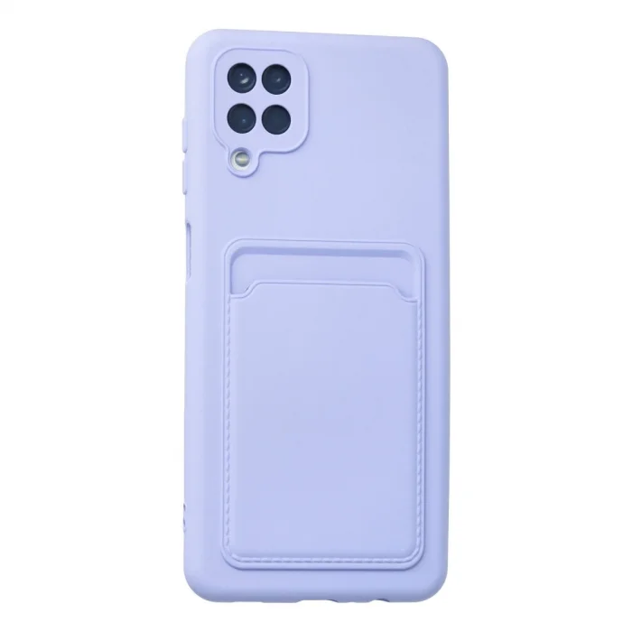 BUĞZ Samsung Galaxy A12 Kılıf Kelvin Kartvizitli Silikon - Lila