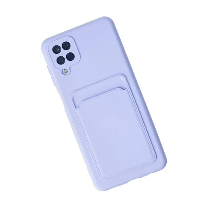 BUĞZ Samsung Galaxy A12 Kılıf Kelvin Kartvizitli Silikon - Lila