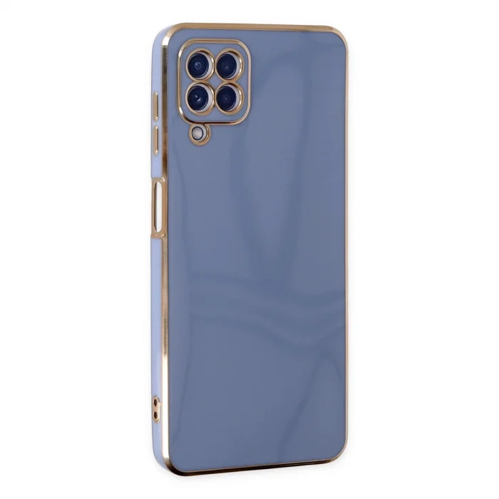 BUĞZ Samsung Galaxy A12 Kılıf Volet Silikon - Mavi