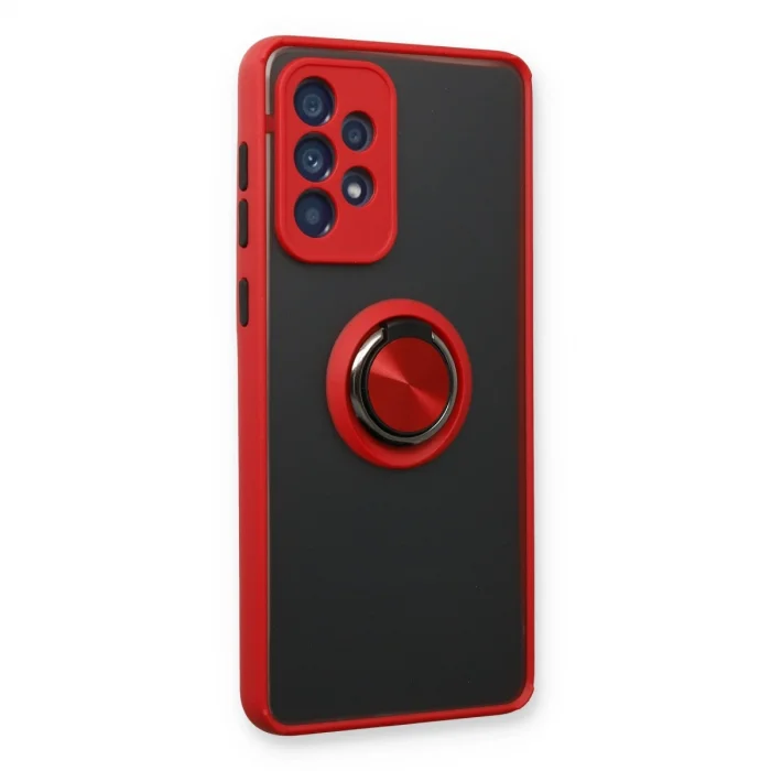 BUĞZ Samsung Galaxy A13 4g Kılıf Montreal Yüzüklü Silikon Kapak - Kırmızı