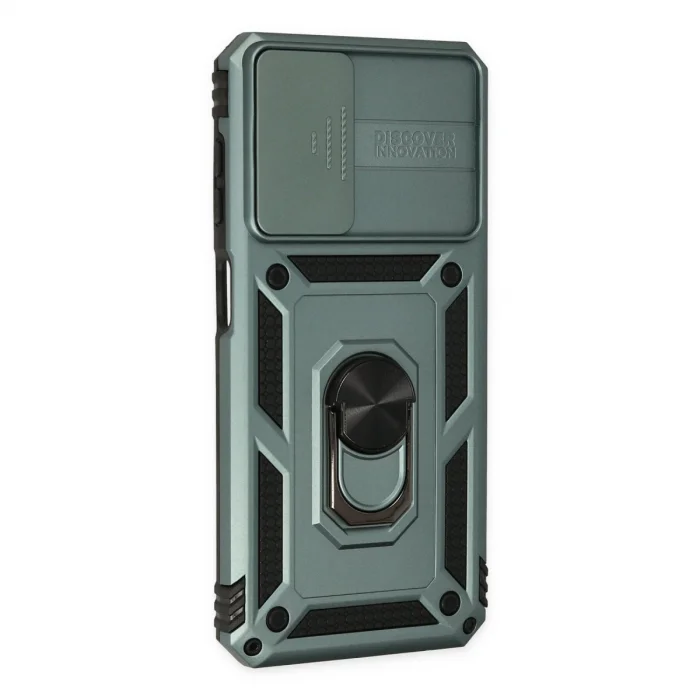 BUĞZ Samsung Galaxy A13 4g Kılıf Pars Lens Yüzüklü Silikon - Yeşil