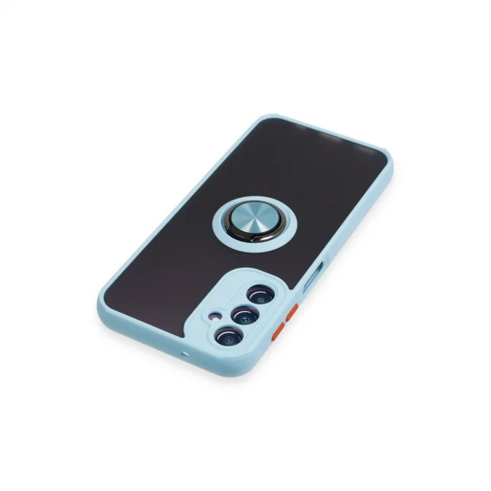 BUĞZ Samsung Galaxy A14 4g Kılıf Montreal Yüzüklü Silikon Kapak - Buz Mavi