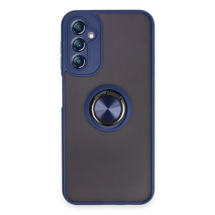 BUĞZ Samsung Galaxy A14 4g Kılıf Montreal Yüzüklü Silikon Kapak - Lacivert