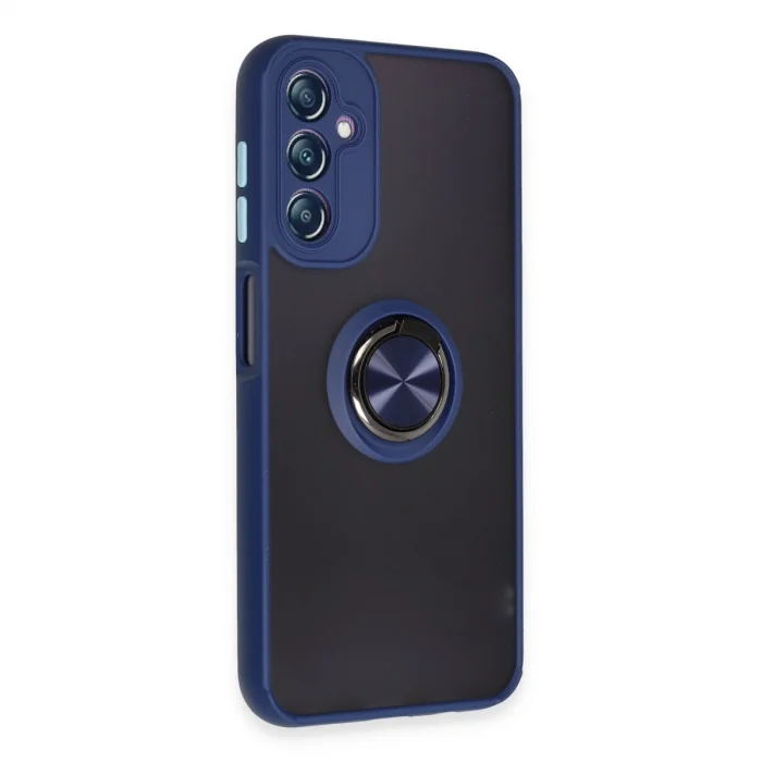 BUĞZ Samsung Galaxy A14 4g Kılıf Montreal Yüzüklü Silikon Kapak - Lacivert