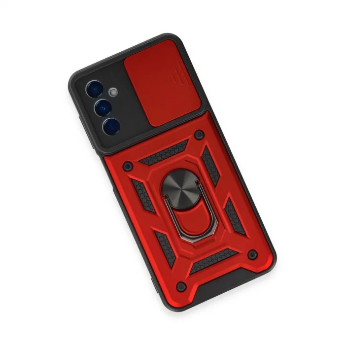 BUĞZ Samsung Galaxy A14 4g Kılıf Pars Lens Yüzüklü Silikon - Kırmızı