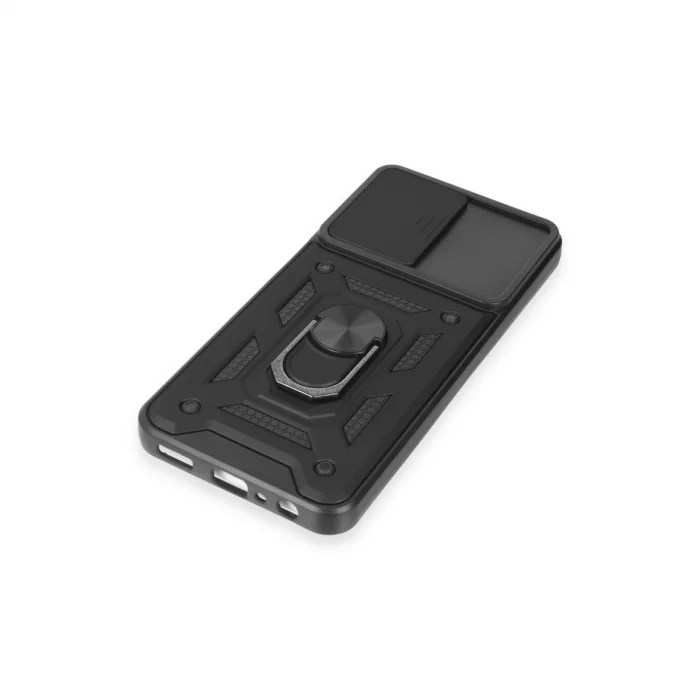 BUĞZ Samsung Galaxy A14 4g Kılıf Pars Lens Yüzüklü Silikon - Siyah