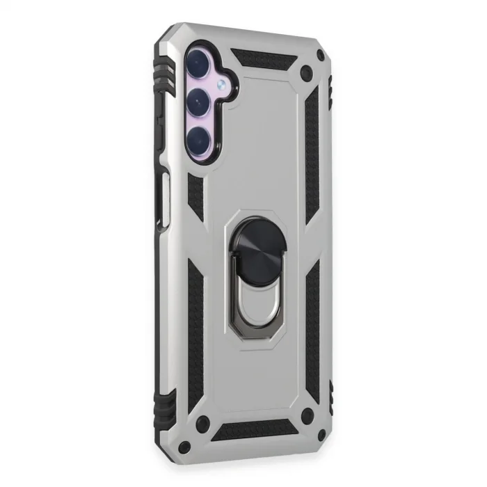 BUĞZ Samsung Galaxy A14 4g Kılıf Sofya Yüzüklü Silikon Kapak - Gümüş