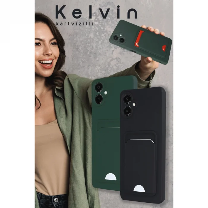 BUĞZ Samsung Galaxy A16 5g Kılıf Kelvin Kartvizitli Silikon - Açık Yeşili