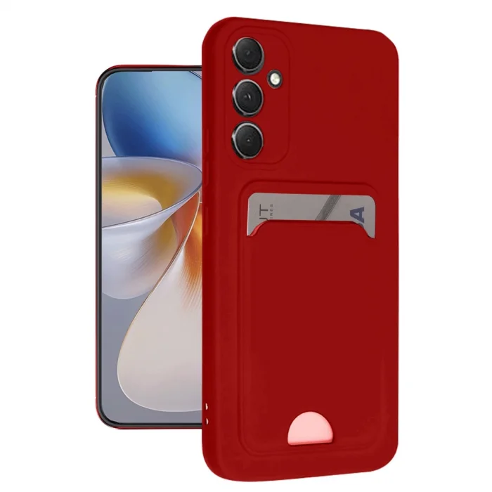 BUĞZ Samsung Galaxy A16 5g Kılıf Kelvin Kartvizitli Silikon - Kırmızı