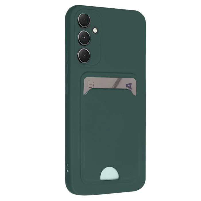 BUĞZ Samsung Galaxy A16 5g Kılıf Kelvin Kartvizitli Silikon - Koyu Yeşil