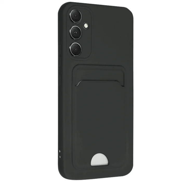 BUĞZ Samsung Galaxy A16 5g Kılıf Kelvin Kartvizitli Silikon - Siyah