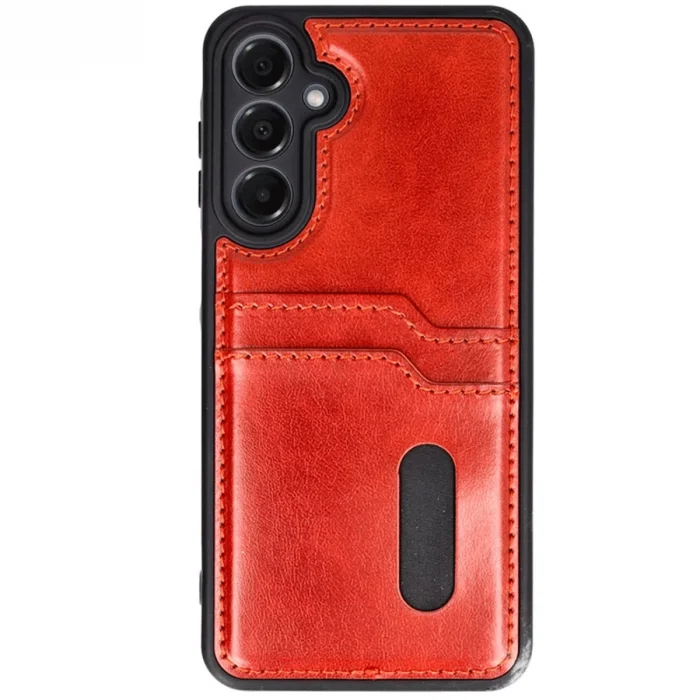 BUĞZ Samsung Galaxy A16 5g Kılıf Sara Kartvizitli Deri Kılıf - Kırmızı