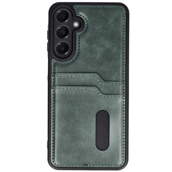 BUĞZ Samsung Galaxy A16 5g Kılıf Sara Kartvizitli Deri Kılıf - Koyu Yeşil