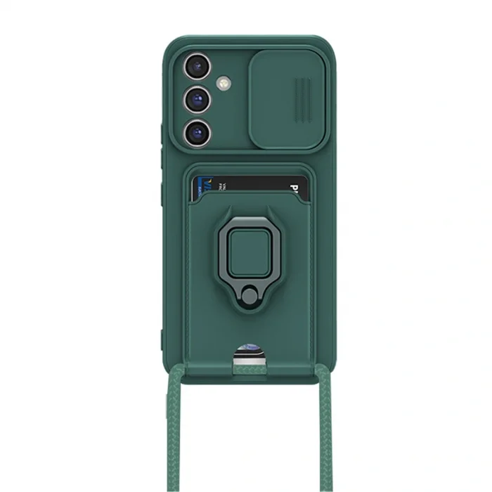 BUĞZ Samsung Galaxy A16 5g Kılıf Zuma Kartvizitli Yüzüklü Silikon - Yeşil