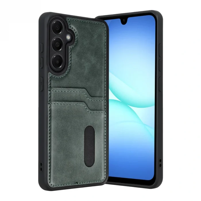 BUĞZ Samsung Galaxy A17 5g Sara Kartvizitli Deri Kılıf - Yeşil