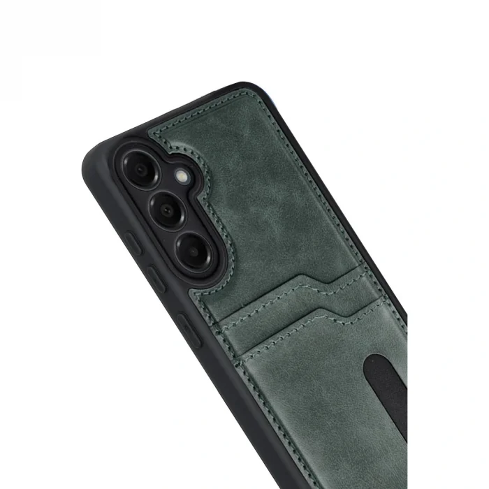 BUĞZ Samsung Galaxy A17 5g Sara Kartvizitli Deri Kılıf - Yeşil