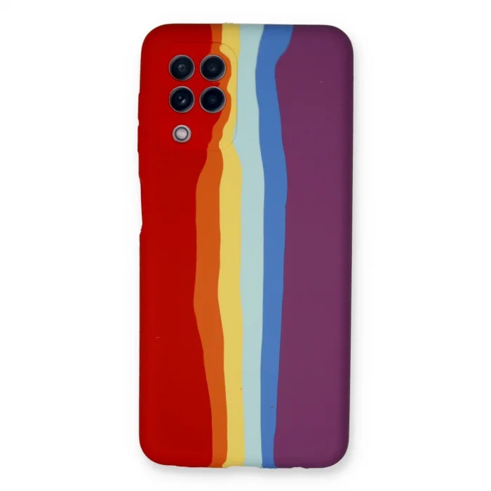 BUĞZ Samsung Galaxy A22 Kılıf Ebruli Lansman Silikon - Kırmızı-mor