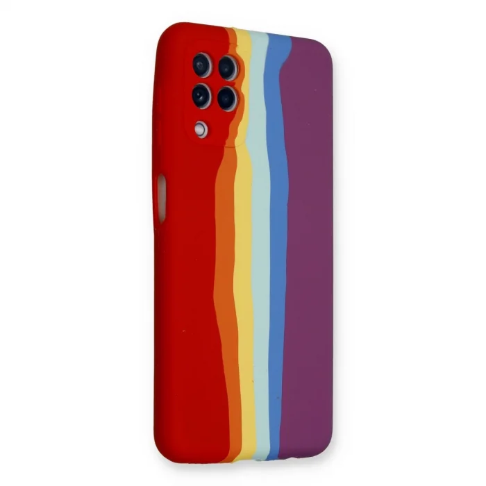 BUĞZ Samsung Galaxy A22 Kılıf Ebruli Lansman Silikon - Kırmızı-mor