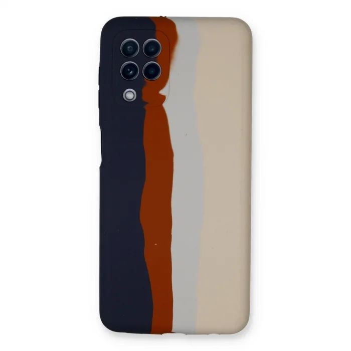 BUĞZ Samsung Galaxy A22 Kılıf Ebruli Lansman Silikon - Lacivert-krem