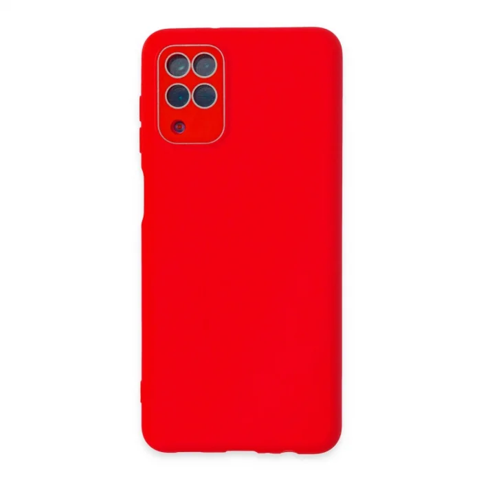 BUĞZ Samsung Galaxy A22 Kılıf Lansman Glass Kapak - Kırmızı