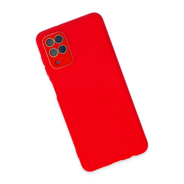 BUĞZ Samsung Galaxy A22 Kılıf Lansman Glass Kapak - Kırmızı