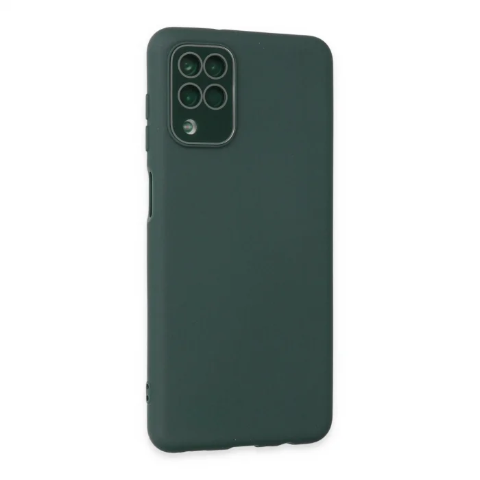 BUĞZ Samsung Galaxy A22 Kılıf Lansman Glass Kapak - Koyu Yeşil