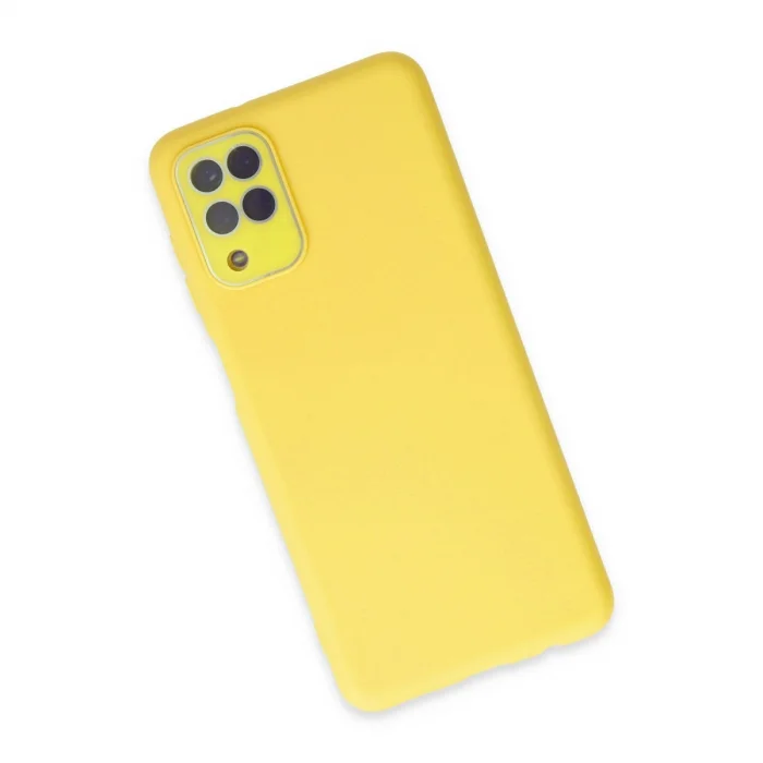 BUĞZ Samsung Galaxy A22 Kılıf Lansman Glass Kapak - Sarı