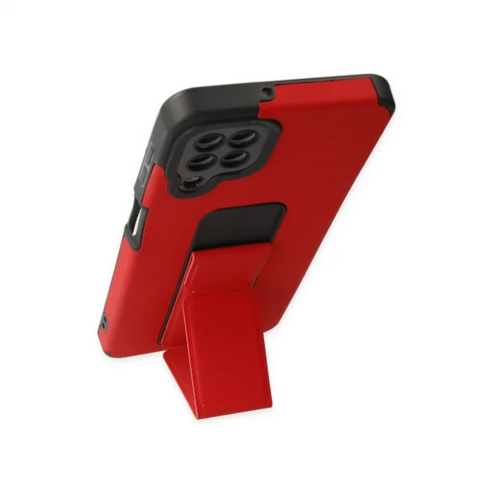 BUĞZ Samsung Galaxy A22 Kılıf Mega Standlı Silikon - Kırmızı