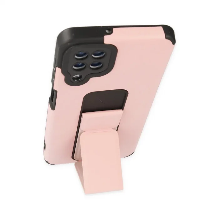 BUĞZ Samsung Galaxy A22 Kılıf Mega Standlı Silikon - Pudra