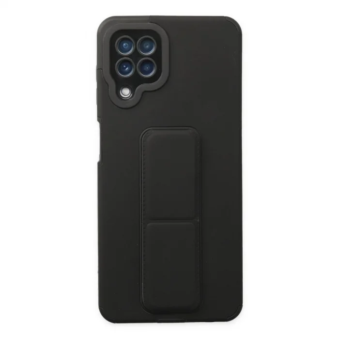 BUĞZ Samsung Galaxy A22 Kılıf Mega Standlı Silikon - Siyah