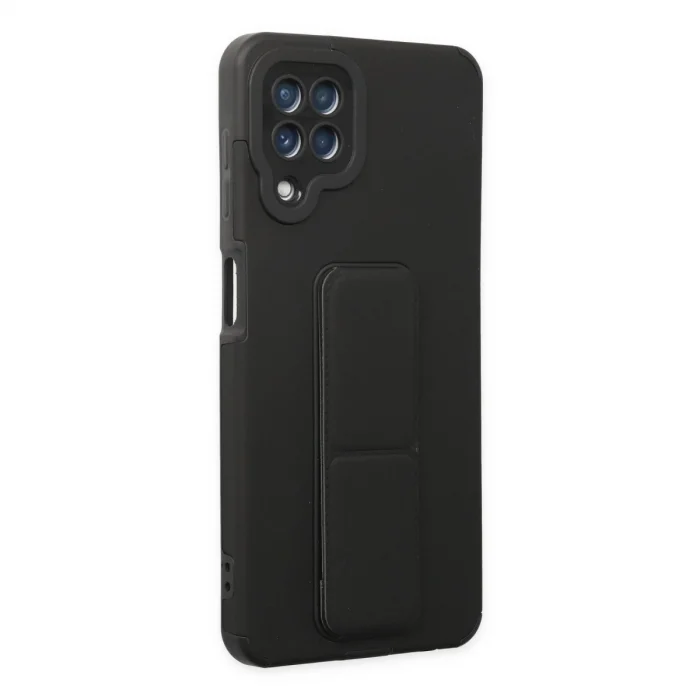 BUĞZ Samsung Galaxy A22 Kılıf Mega Standlı Silikon - Siyah