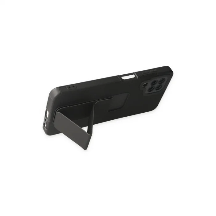 BUĞZ Samsung Galaxy A22 Kılıf Mega Standlı Silikon - Siyah