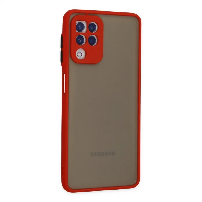 BUĞZ Samsung Galaxy A22 Kılıf Montreal Silikon Kapak - Kırmızı