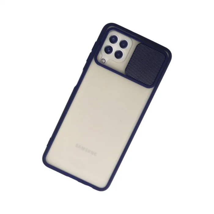 BUĞZ Samsung Galaxy A22 Kılıf Palm Buzlu Kamera Sürgülü Silikon - Lacivert