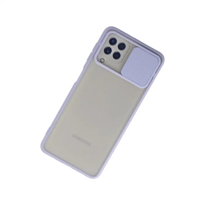 BUĞZ Samsung Galaxy A22 Kılıf Palm Buzlu Kamera Sürgülü Silikon - Lila