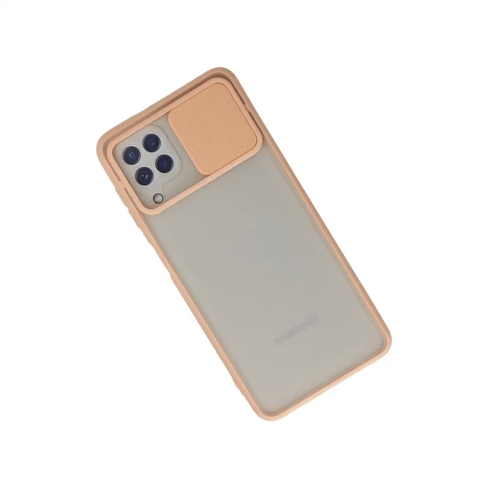 BUĞZ Samsung Galaxy A22 Kılıf Palm Buzlu Kamera Sürgülü Silikon - Pembe