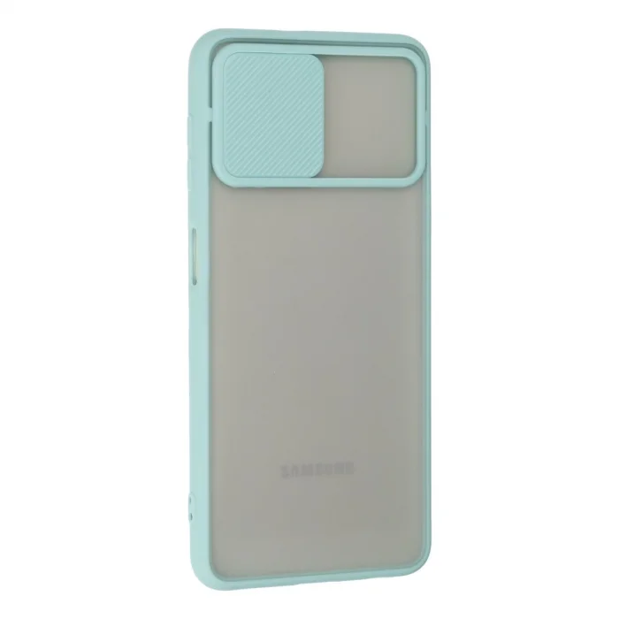 BUĞZ Samsung Galaxy A22 Kılıf Palm Buzlu Kamera Sürgülü Silikon - Turkuaz