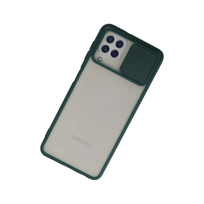 BUĞZ Samsung Galaxy A22 Kılıf Palm Buzlu Kamera Sürgülü Silikon - Yeşil