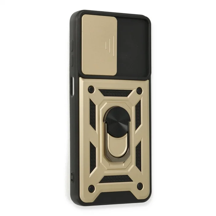 BUĞZ Samsung Galaxy A22 Kılıf Pars Lens Yüzüklü Silikon - Gold