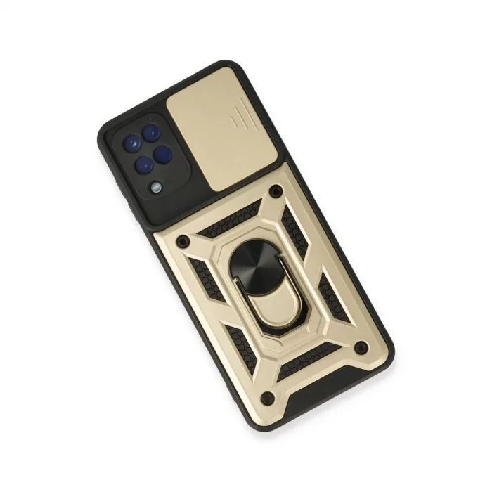 BUĞZ Samsung Galaxy A22 Kılıf Pars Lens Yüzüklü Silikon - Gold