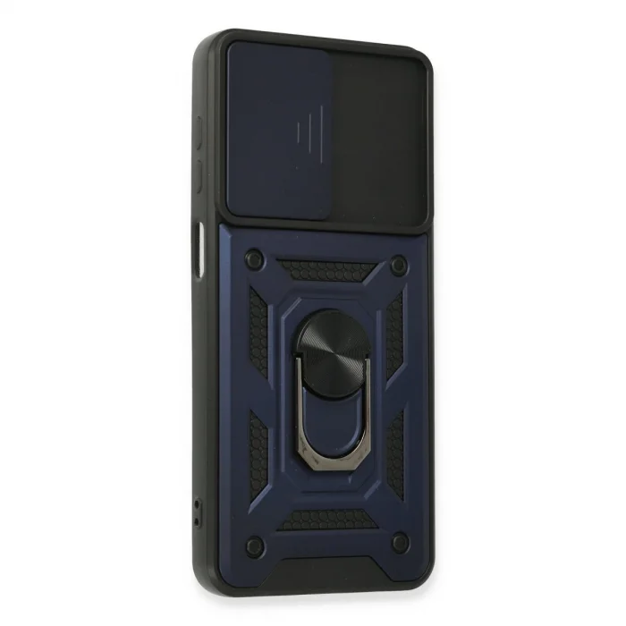 BUĞZ Samsung Galaxy A22 Kılıf Pars Lens Yüzüklü Silikon - Lacivert