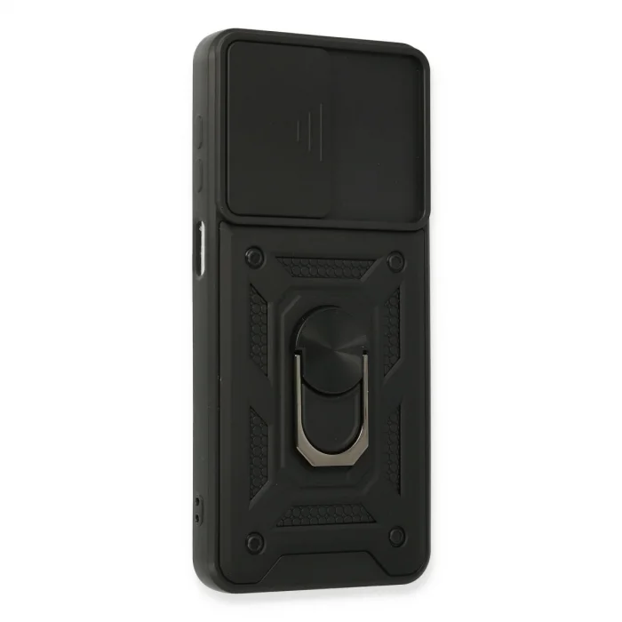 BUĞZ Samsung Galaxy A22 Kılıf Pars Lens Yüzüklü Silikon - Siyah