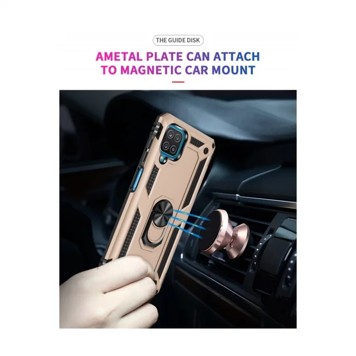 BUĞZ Samsung Galaxy A22 Kılıf Sofya Yüzüklü Silikon Kapak - Gold