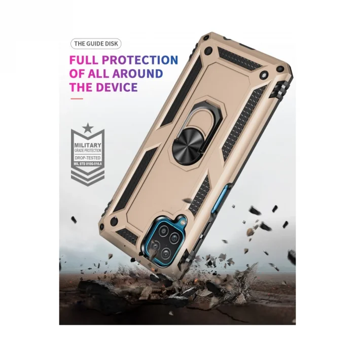 BUĞZ Samsung Galaxy A22 Kılıf Sofya Yüzüklü Silikon Kapak - Gold