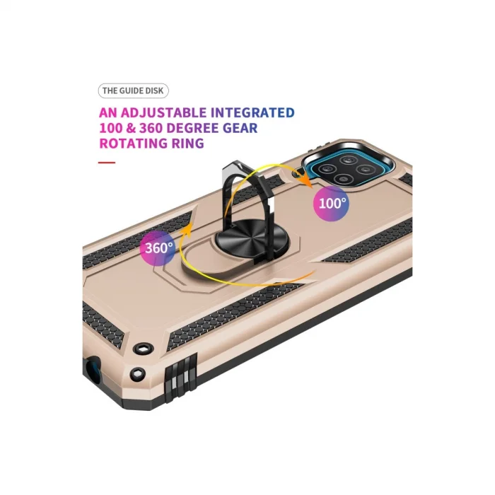 BUĞZ Samsung Galaxy A22 Kılıf Sofya Yüzüklü Silikon Kapak - Gold